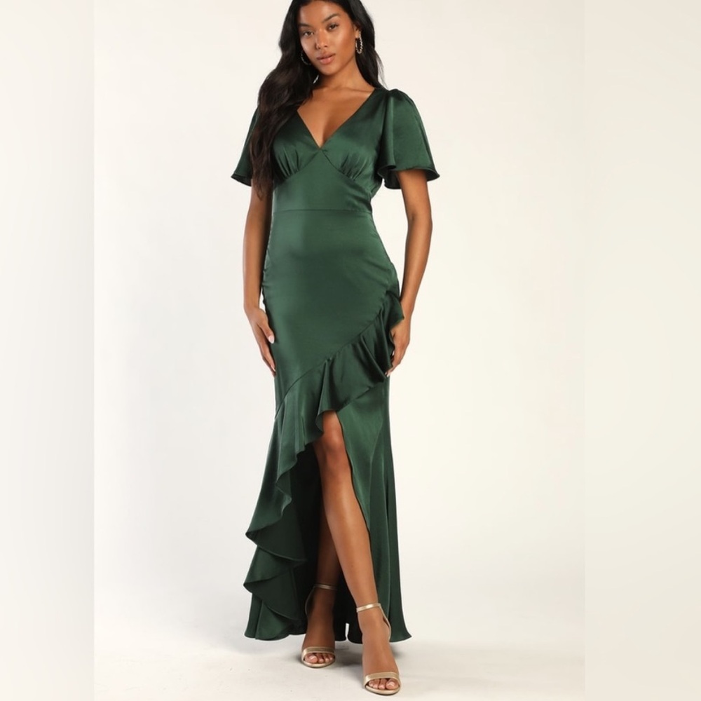 Eternal Bond Emerald satin Maxi Dress